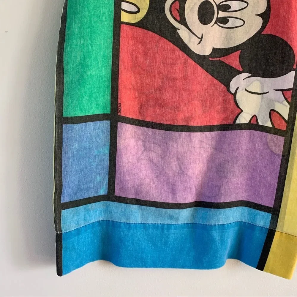 Vintage 90s Mickey Mouse Pillowcase Disney Goofy Color Block Large Graphic